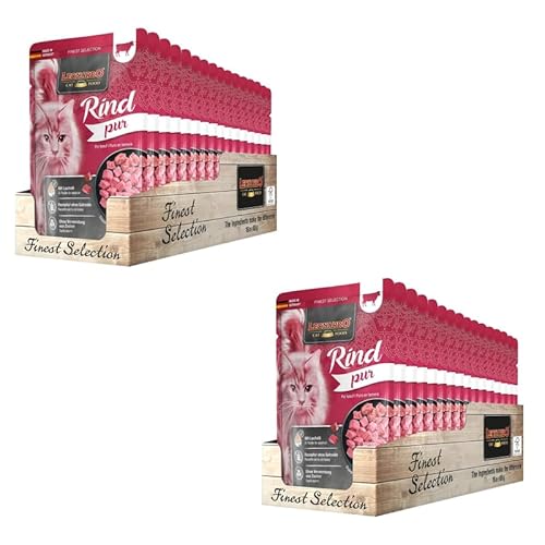 LEONARDO Finest Selection Rind pur | Doppelpack | 2 x 16 x 85 g | Nassfutter für ausgewachsene Katzen | Empfohlen bei Futterunverträglichkeiten | Frischebeutel von Leonardo