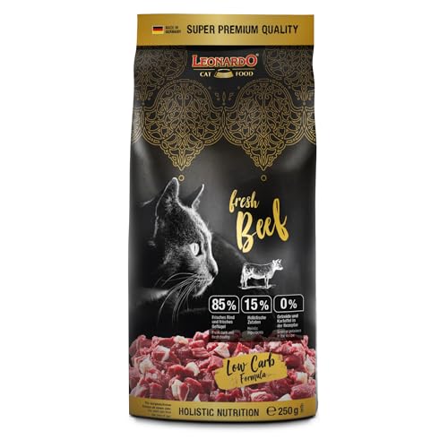 LEONARDO Fresh Beef & Poultry [250g] Katzenfutter | Trockenfutter mit 85% Frischfleisch für Katzen | Alleinfuttermittel für ausgewachsene Katzen Aller Rassen ab 1 Jahr von Leonardo