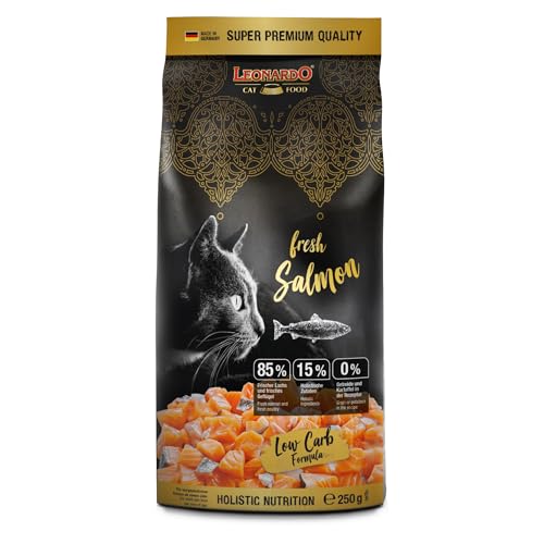 LEONARDO Fresh Salmon & Poultry [250g] Katzenfutter | Trockenfutter mit 85% Frischfleisch für Katzen | Alleinfuttermittel für ausgewachsene Katzen Aller Rassen ab 1 Jahr von Leonardo