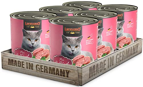 LEONARDO Nassfutter für Katzen, Geflügel pur, 6X 800g Dose, Katzenfutter getreidefrei, Alleinfutter, Made in Germany von Leonardo