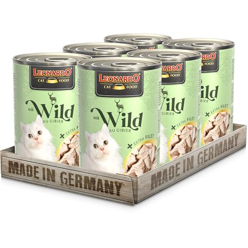 LEONARDO mit Wild + extra Filet | (6 x 400g) Wildfleisch + extra Hühnerfilet | Nassfutter mit extra Filet | Getreidefrei mit extra hohem Fleischanteil von Leonardo