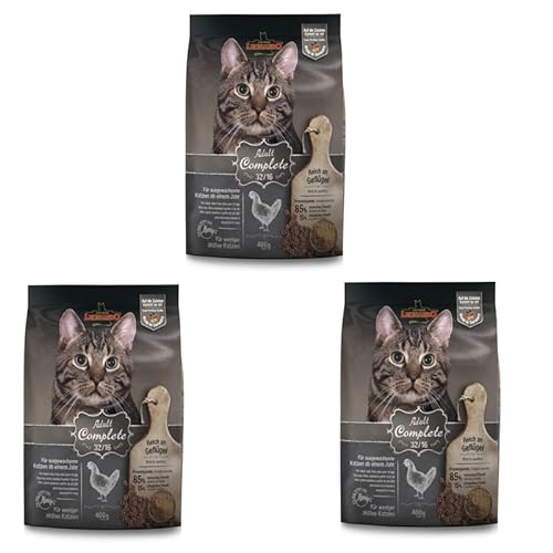 Leonardo Adult Complete 32/16 | 3er Pack | 3 x 400 g | Trockenfutter für ausgewachsene Katzen | Reduzierter Energiegehalt für eine Gute Figur | Für weniger aktive Katzen von Leonardo