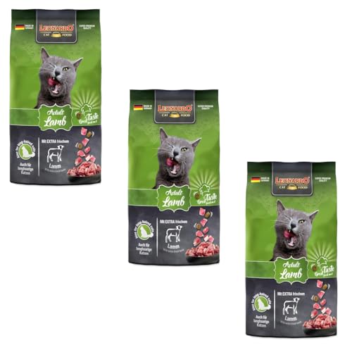 LEONARDO Adult Lamb | 3er Pack | 3 x 300 g | Trockenfutter für ausgewachsene Katzen ab 1 Jahr | Zur Unterstützung der Abwehrkräfte | Kann den pH-Wert des Harns optimieren von Leonardo