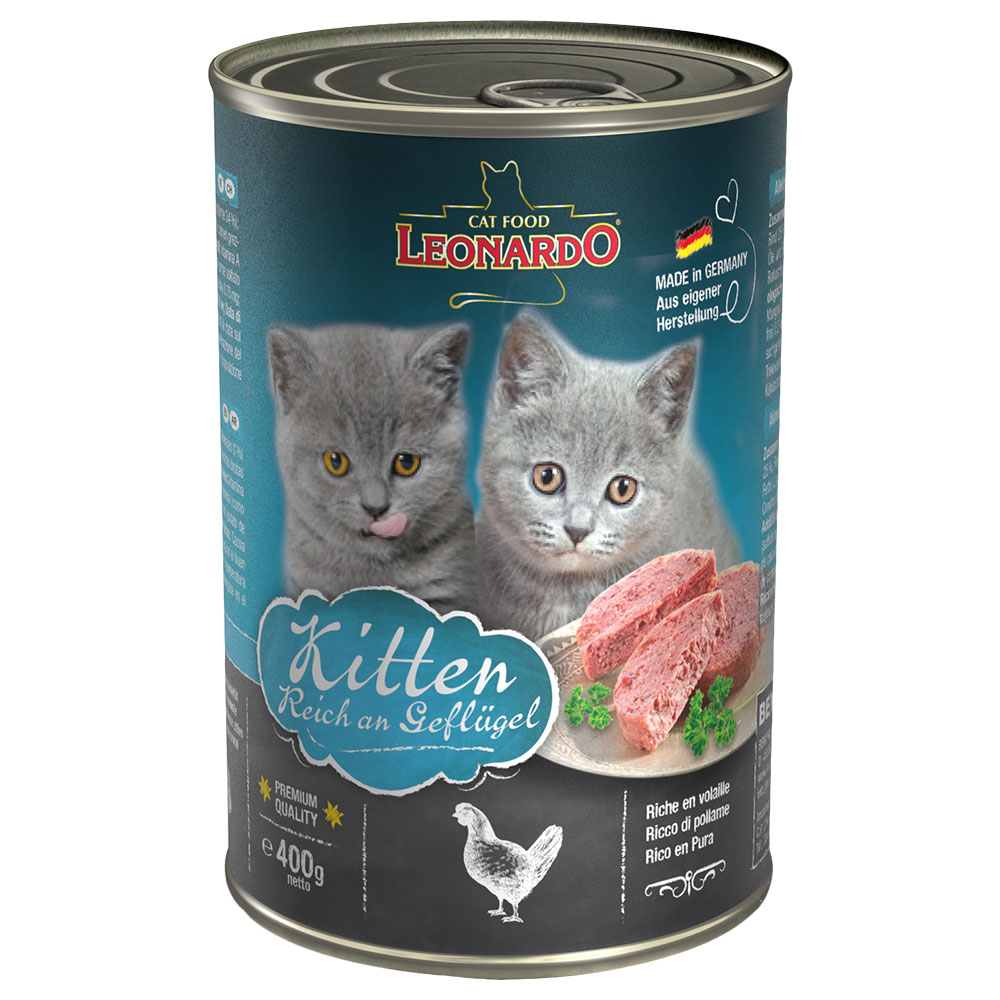 Leonardo All Meat Katzenfutter 6 x 400 g - Kitten (Geflügel / Rind) von Leonardo