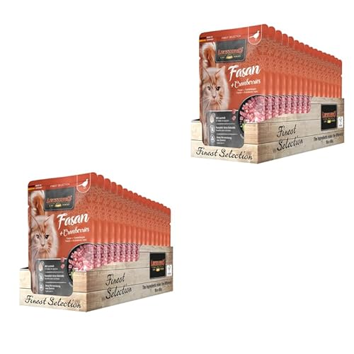 Leonardo Finest Selection Fasan & Cranberry | Doppelpack | 2 x 16 x 85 g | Alleinfuttermittel für ausgewachsene Katzen | In praktischen Einzelportionen | Mit raffinierten Zutaten von Leonardo