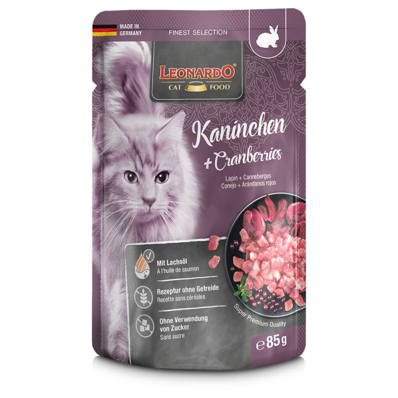 Leonardo Katzenfutter Finest Selection Pouch 16 x 85 g - Kaninchen & Cranberries von Leonardo