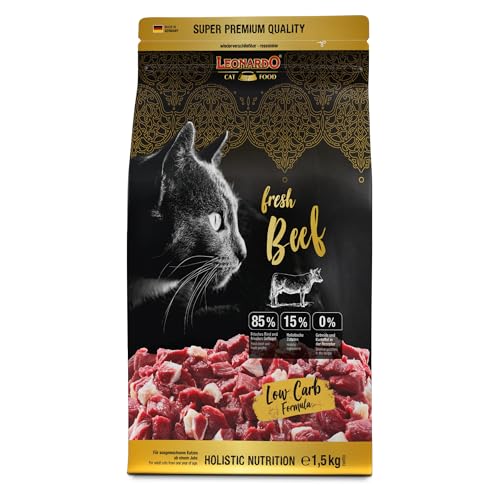 LEONARDO Fresh Beef & Poultry [1,5kg] Katzenfutter | Trockenfutter mit 85% Frischfleisch für Katzen | Alleinfuttermittel für ausgewachsene Katzen Aller Rassen ab 1 Jahr von Leonardo