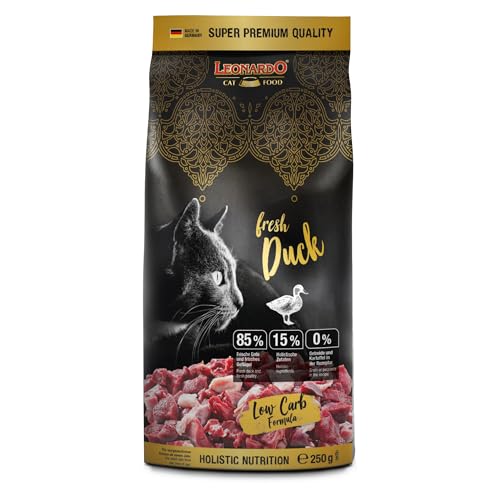 LEONARDO Fresh Duck & Poultry [250g] Katzenfutter | Trockenfutter mit 85% Frischfleisch für Katzen | Alleinfuttermittel für ausgewachsene Katzen Aller Rassen ab 1 Jahr von Leonardo