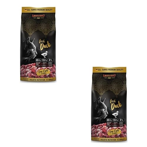 Leonardo Fresh Duck & Poultry | Doppelpack | 2 x 250 g | Trockenfutter mit 85% Frischfleisch für Katzen | Alleinfuttermittel für ausgewachsene Katzen Aller Rassen ab 1 Jahr von Leonardo