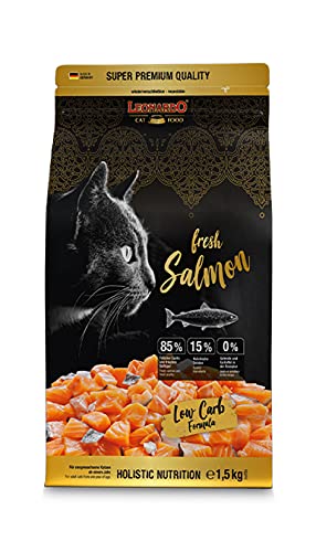 Leonardo Fresh Salmon & Poultry [1,5kg] Katzenfutter | Trockenfutter mit 85% Frischfleisch für Katzen | Alleinfuttermittel für ausgewachsene Katzen Aller Rassen ab 1 Jahr von Leonardo