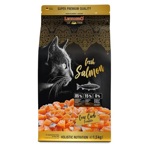 LEONARDO Fresh Salmon & Poultry [1,5kg] Katzenfutter | Trockenfutter mit 85% Frischfleisch für Katzen | Alleinfuttermittel für ausgewachsene Katzen Aller Rassen ab 1 Jahr von Leonardo