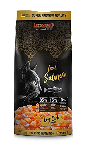 Leonardo Fresh Salmon & Poultry [250g] Katzenfutter | Trockenfutter mit 85% Frischfleisch für Katzen | Alleinfuttermittel für ausgewachsene Katzen Aller Rassen ab 1 Jahr von Leonardo
