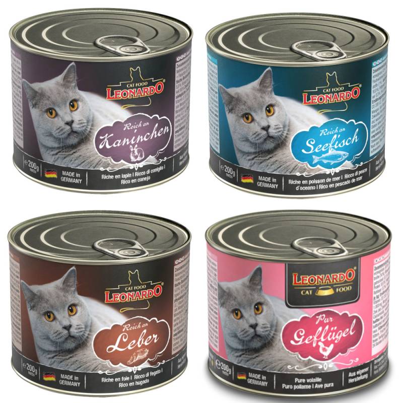 Leonardo Katzenfutter All Meat 24 x 200 g - Mixpaket (4 Sorten) von Leonardo