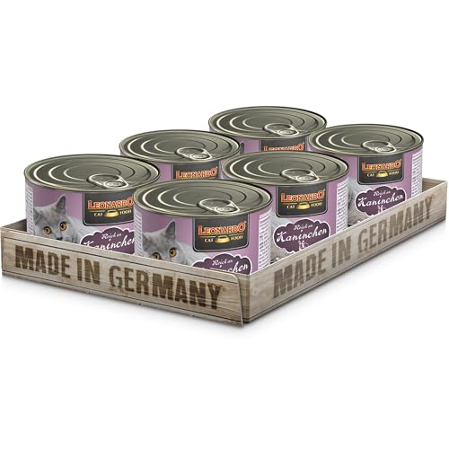 Leonardo Nassfutter [6x200g Kaninchen] | Getreidefreies Nassfutter für Katzen | Feuchtfutter Alleinfutter aus der Dose 1,2kg von Leonardo