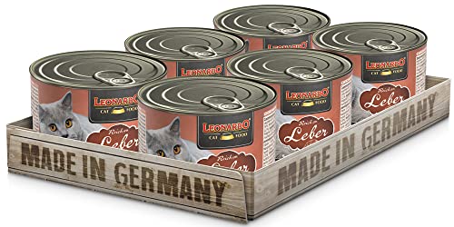 Leonardo Nassfutter [6x200g Leber] | Getreidefreies Nassfutter für Katzen | Feuchtfutter Alleinfutter aus der Dose von Leonardo