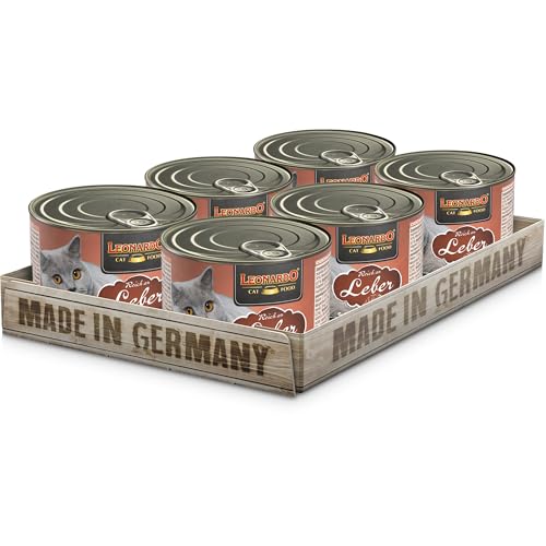 LEONARDO Nassfutter [6x200g Leber] | Getreidefreies Nassfutter für Katzen | Feuchtfutter Alleinfutter aus der Dose von Leonardo