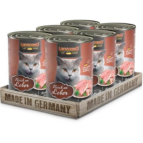 Leonardo Nassfutter [6x400g Leber] | Getreidefreies Nassfutter für Katzen | Feuchtfutter Alleinfutter aus der Dose von Leonardo