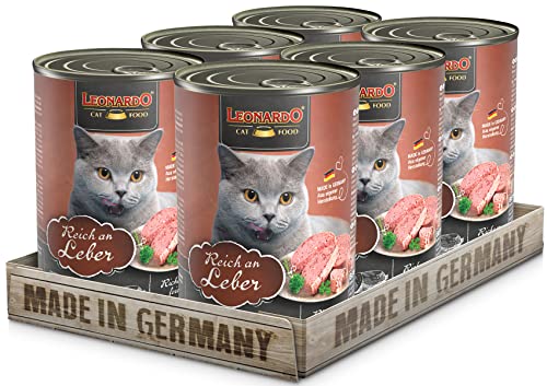Leonardo Nassfutter [6x400g Leber] | Getreidefreies Nassfutter für Katzen | Feuchtfutter Alleinfutter aus der Dose von Leonardo