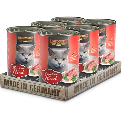 Leonardo Nassfutter [6x400g Rind] | Getreidefreies Nassfutter für Katzen | Feuchtfutter Alleinfutter aus der Dose von Leonardo