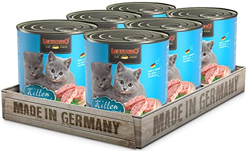 Leonardo Nassfutter [6x800g Kitten] | Getreidefreies Nassfutter für Katzen | Feuchtfutter Alleinfutter aus der Dose | mit Geflügel von Leonardo