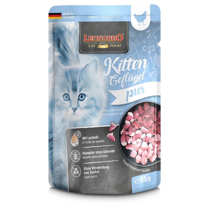 Sparpaket Leonardo Finest Selection Katzenfutter Pouch 32 x 85 g - Kitten (Geflügel) von Leonardo