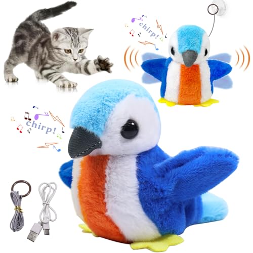 Blauer Vogel Katzenspielzeug, Elektrisches Katzenspielzeug Interaktiv Spielzeug für Katzen, Katzenspielzeug Vogel Flattern – Realistischer Klang, Flatternde Aktion, Wiederaufladbares Katzen Spielzeug Blauer Vogel Katzenspielzeug, Elektrisches Katzenspielzeug Interaktiv Spielzeug für Katzen, Katzenspielzeug Vogel Flattern – Realistischer Klang, Flatternde Aktion, Wiederaufladbares Katzen Spielzeug von Leonshco