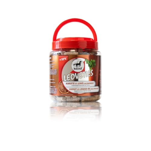 Leovet Leoveties Karotte & Leinöl kaltgepresst | 1,1 kg | Ergänzungsfuttermittel für Pferde | Snacks zum Training oder als Belohnung | Frei von künstlichen Aromen | ADMR konform von Leovet