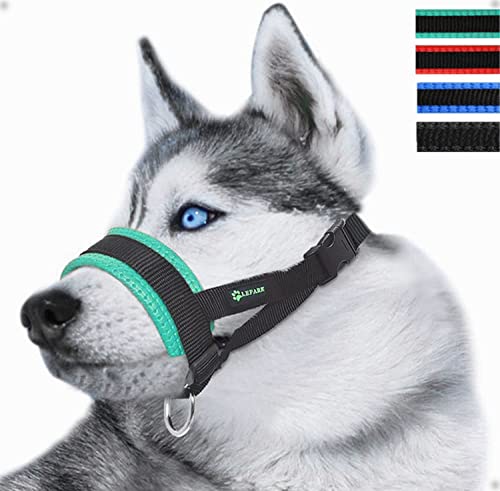 Nylon-Maulkorb für kleine, mittelgroße und große Hunde, verhindert Beißen, Bellen und Kauen, verstellbare Schlaufe (M/Grün) von Lepark
