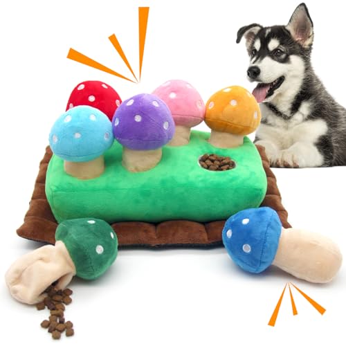 Lepawit Hide and Seek Hundespielzeug, Quietschendes interaktives Puzzle-Hundespielzeug für Langeweile und Stimulation, Hundeanreicherungsspielzeug für kleine und mittelgroße Hunde (Pilze, 7 Stück) Lepawit Hide and Seek Hundespielzeug, Quietschendes interaktives Puzzle-Hundespielzeug für Langeweile und Stimulation, Hundeanreicherungsspielzeug für kleine und mittelgroße Hunde (Pilze, 7 Stück) von Lepawit
