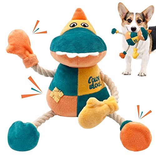Lepawit Plüsch-Hundespielzeug, gefülltes Hundespielzeug mit Quietschen und Seil, Dinosaurier-Hundespielzeug für kleine und mittelgroße Hunde Lepawit Plüsch-Hundespielzeug, gefülltes Hundespielzeug mit Quietschen und Seil, Dinosaurier-Hundespielzeug für kleine und mittelgroße Hunde von Lepawit