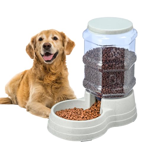 Gravity Automatischer Futterspender für große Rassen, 11 l, großer Futterspender für Hundefutter mit abnehmbarem Deckel, große Kapazität, Trockenfutter-Aufbewahrungsschüssel für große Haustiere von Leptzoa