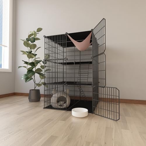 Großer 3-stöckiger Katzenkäfig für den Innenbereich, DIY-Katzengehege, abnehmbarer Metalldraht, Indoor-Katzenkiste, Übungsplatz, ideal für Kätzchen, Kleintiere Großer 3-stöckiger Katzenkäfig für den Innenbereich, DIY-Katzengehege, abnehmbarer Metalldraht, Indoor-Katzenkiste, Übungsplatz, ideal für Kätzchen, Kleintiere von Leptzoa