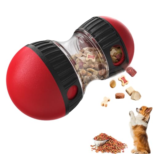 Futterball für Hunde, Rolling Snackball Hund mit 6 Verstellbares Undichtes Loch für Hunde Aller Größen und Altersstufen, Interaktives Intelligenzspielzeug Hunde für Langsame Fütterung (Rot) von Lergas
