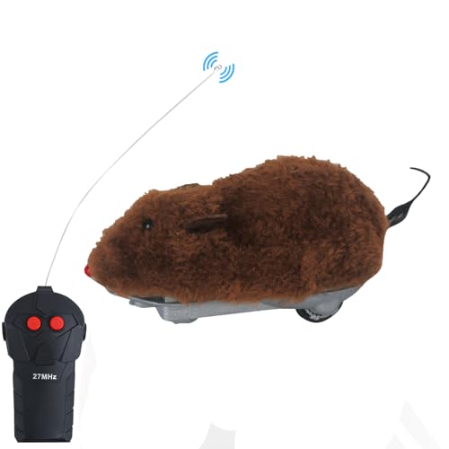 Lergas Katzenspielzeug Elektrisch Maus, Interaktives Katzenspielzeug Ferngesteuert, Elektrisches Maus Spielzeug mit Fernbedienung, Batteriebetrieben Ferngesteuerte Maus Spielzeug für Katzen (Braun) von Lergas