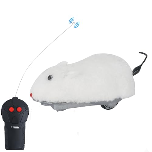 Lergas Katzenspielzeug Elektrisch Maus, Interaktives Katzenspielzeug Ferngesteuert, Elektrisches Maus Spielzeug mit Fernbedienung, Batteriebetrieben Ferngesteuerte Maus Spielzeug für Katzen (Weiß) von Lergas