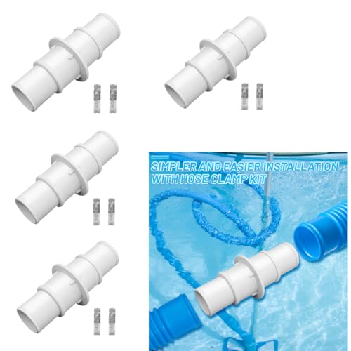 Lergas Schlauchverbinder 1/2 Zoll Doppelkupplung, Schlauchkupplung Schlauchanschluss 32/38 mm, Schlauchadapter Zwei Wege, Schlauch Verbindungsstück für Vakuumschläuchen Poolpumpen (4 Stück) von Lergas