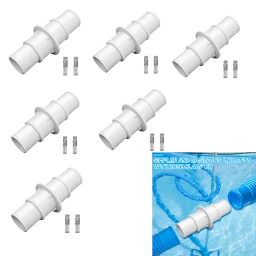 Lergas Schlauchverbinder 1/2 Zoll Doppelkupplung, Schlauchkupplung Schlauchanschluss 32/38 mm, Schlauchadapter Zwei Wege, Schlauch Verbindungsstück für Vakuumschläuchen Poolpumpen (6 Stück) von Lergas
