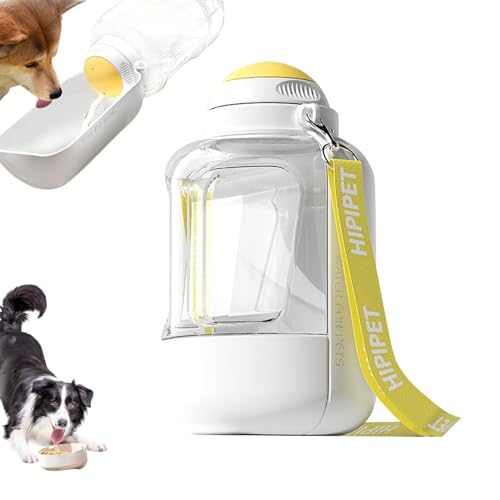 Trinkflasche Hunde für Unterwegs, 180°Faltbare Hundetrinkflasche, 1000 ml Auslaufsicher Hunde Wasserflasche, Tragbare Hunde Trinkflasche to Go für Unterwegs, Spazieren, Reisen (Weiß, 1) von Lergas