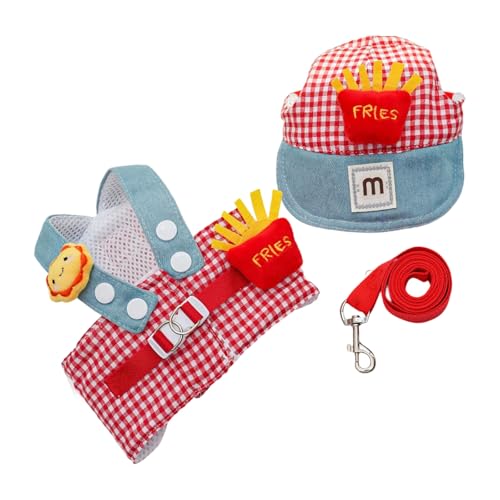 Cartoon Cotton Pet Gurtess Leinenhut Set Mit Easy Wear Clip Verstellbares Gürtelhundkostüm Für Halloween Party Wear Pet Walking Accessoires von Lerpwige