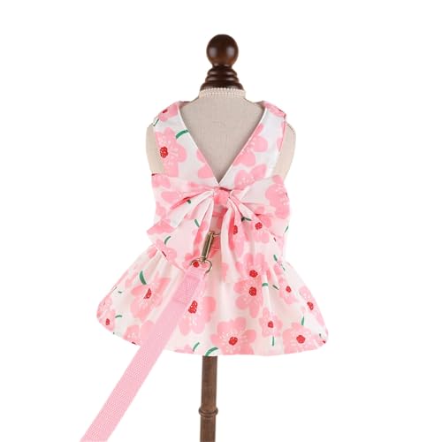 Haustierkleid mit Schleife, für kleine Hunde, modische Hundekleidung mit Leine für kleine Haustiere Haustierkleid mit Schleife, für kleine Hunde, modische Hundekleidung mit Leine für kleine Haustiere von Lerpwige