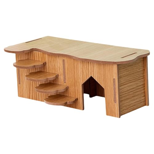 Lerpwige Hamsterhaus Versteck Kletterleiter Kleintier-Lebensraum Naturholz Spielhaus Kauspielzeug für Zwerghamster von Lerpwige