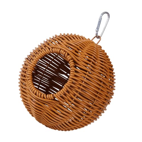 Rundes Papageienhaus zum Aufhängen, mit simulierter Rattan-Textur, Vogelnest für Haustiere, Vögel, runde, ruhende Hängematte, Käfigzubehör, hängendes Papageiennest von Lerpwige