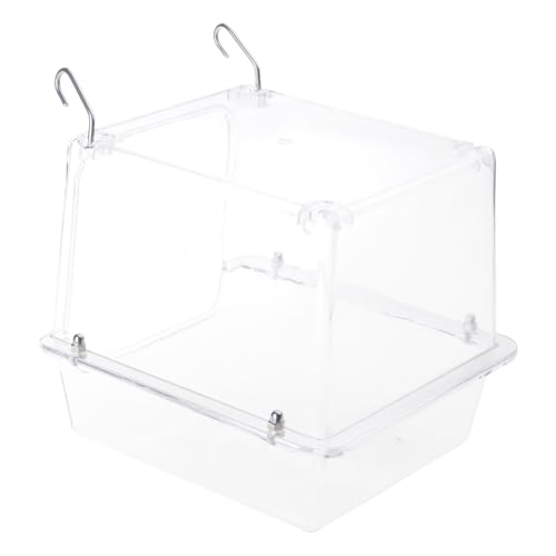 Vogeltränke Box Hängender Käfig Badewanne Spielzeug für Wellensittiche Nymphensittiche Lovebird Badebox mit klarer Sicht für Graupapageien Spielzeug afrikanische graue kleine Papageien große Vögel von Lerpwige