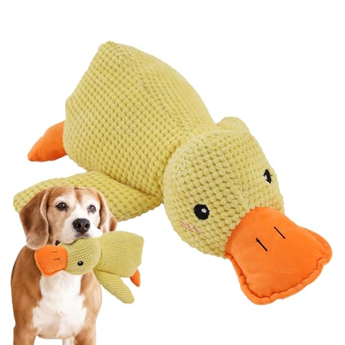 Das Mellow Duck Hunde Spielzeug | Beruhigendes Kissen für Hunde | Beruhigendes Kissen Quaken Spielzeug | Niedliche Ente ohne Füllung mit weichem Quietscher | Hundekuscheltier-Kauspielzeug für Welpen von leryveo