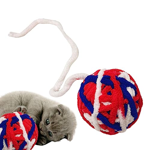 Leryveo Katzen-Fuzzy-Bälle,Bunte Wollgarnknäuel mit eingebauter Glocke für Katzen - Katzenballspielzeug mit Glocke, Katzenbommel-Fuzzy-Bälle, buntes interaktives Spielzeug für Katzen und Kätzchen von leryveo