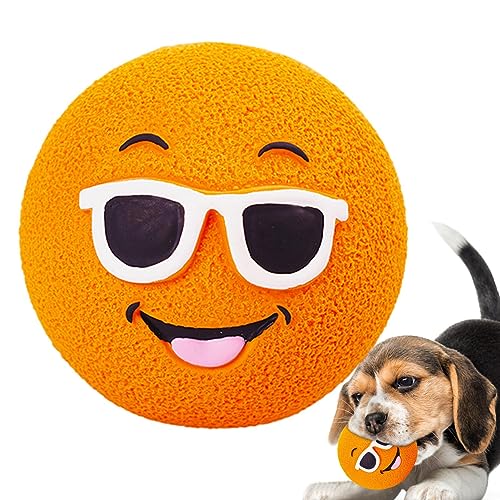 Leryveo Quietschball Hundespielzeug | Holen Sie Sich Spielbälle mit lustigem Gesicht | Strapazierfähige, weiche Gummi-Apportierbälle für interaktiven Kauspaß, Sportbälle für kleine, mittelgroße von leryveo