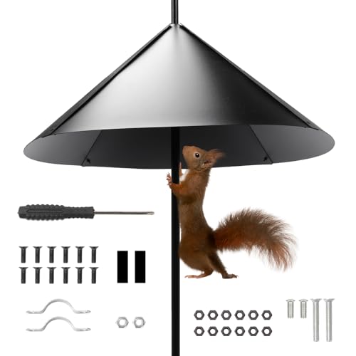 Les-Theresa 61 cm Breite Vogelhausschutz, Universelle Eichhörnchen Schallwand Eichhörnchen Klappe Vogelfutter Schutz und Vogelhäuser, für Schützender Vogelhausschutz und Vogelfutterschutz, Schwarz von Les-Theresa