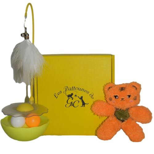 Les pattounes de G&C Katzenspielzeug, interaktiv, 2-teilig, Duo-Box, speziell für Spielen, Katzenminze, Plüsch, Kätzchen, Spielzeug für den Innenbereich von Les pattounes de G&C