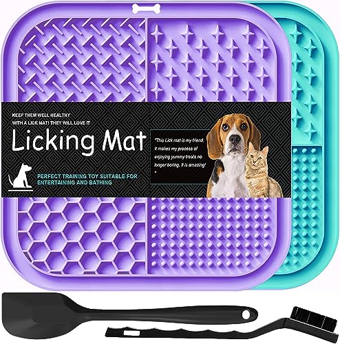 Lesipee Leckmatte für Hunde/Katzen, Langsamfütterer, Angstlöser, Hundespielzeug-Futtermatte, für Butter, Joghurt, Erdnussbutter, Baden, Fellpflege, Training, Beruhigungsmatte, 2er-Pack (Cyan & Lila) Lesipee Leckmatte für Hunde/Katzen, Langsamfütterer, Angstlöser, Hundespielzeug-Futtermatte, für Butter, Joghurt, Erdnussbutter, Baden, Fellpflege, Training, Beruhigungsmatte, 2er-Pack (Cyan & Lila) von Lesipee