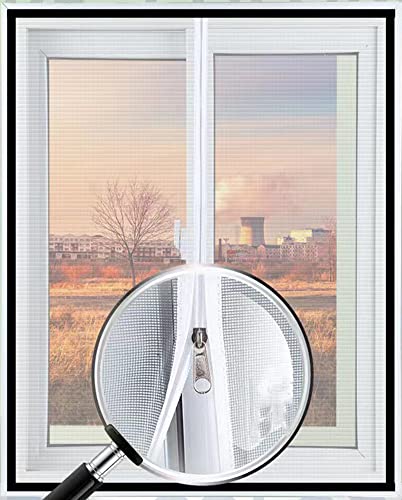 Lesone Fenster-Katzen-Sicherheitsnetz, Fensternetze, Schutz für Katze, Anti-Mücke, Insekten-Fliegengitter mit Selbstklebend, individuelle Reißverschlussposition (B x H) von Lesone